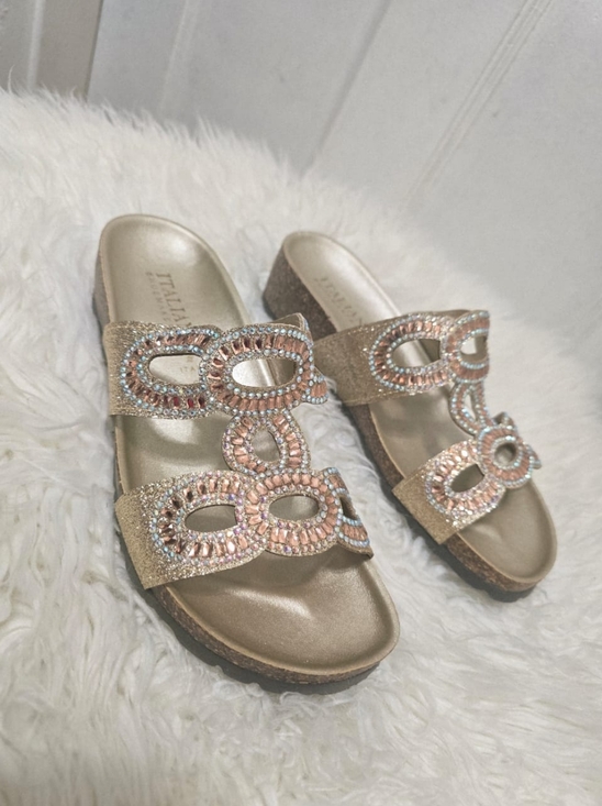 Italian Shoemakers Shoes - Italian Shoemakers Rose Gold Wedge Sandals Size 6